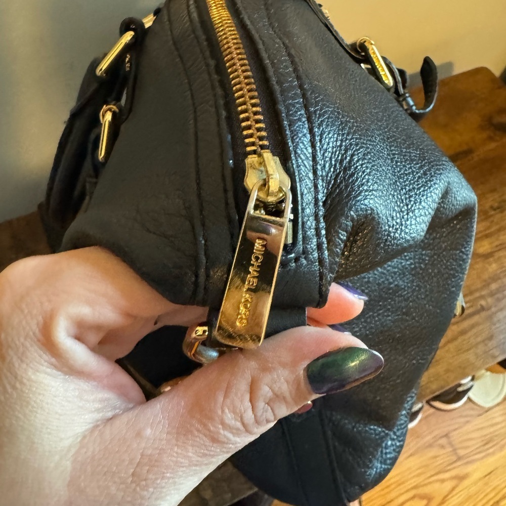 Michael Kors Black Satchel with Gold Accents - Picture 6 of 10